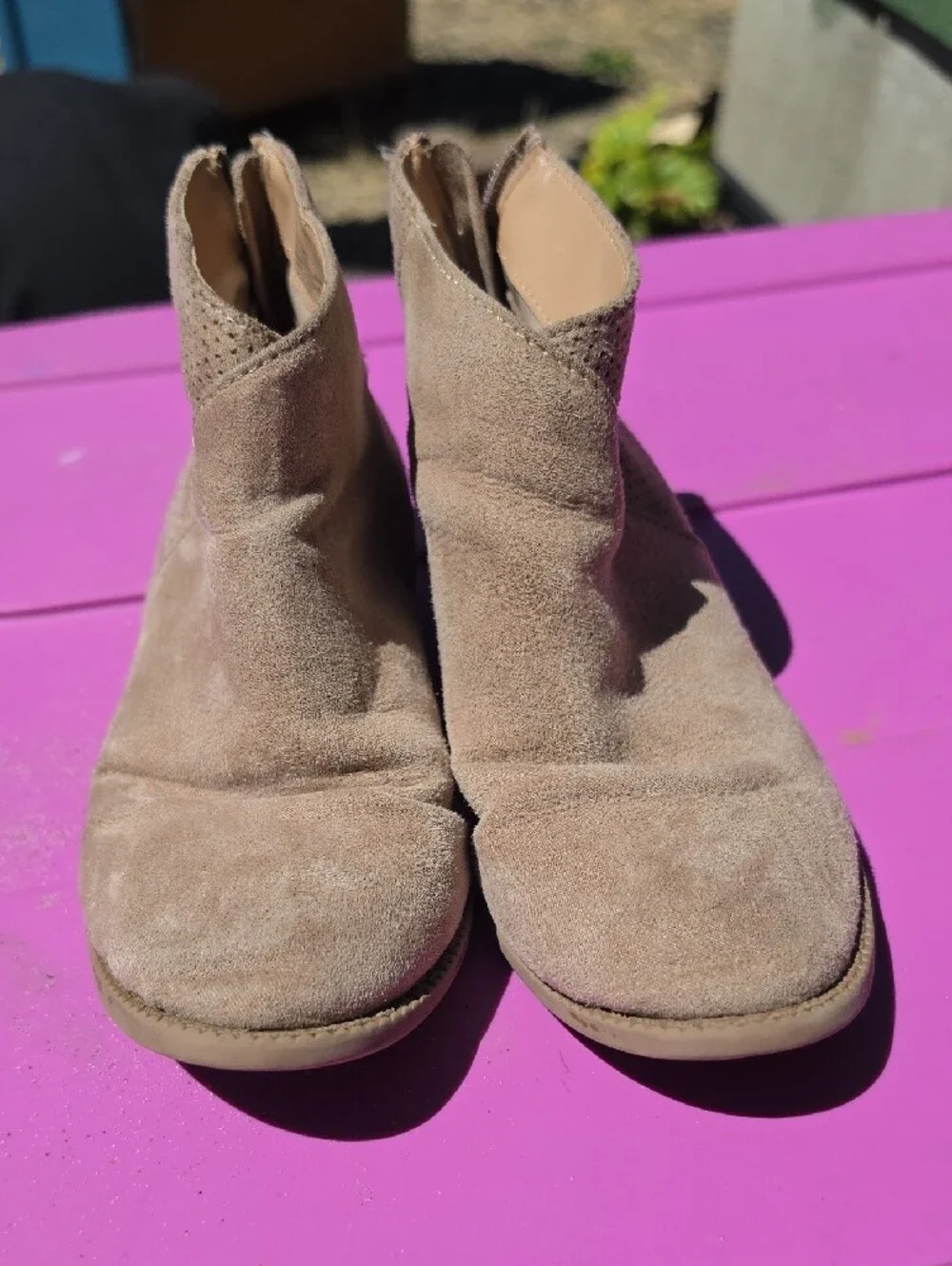Kids Suede Ankle Boots in Light Taupe